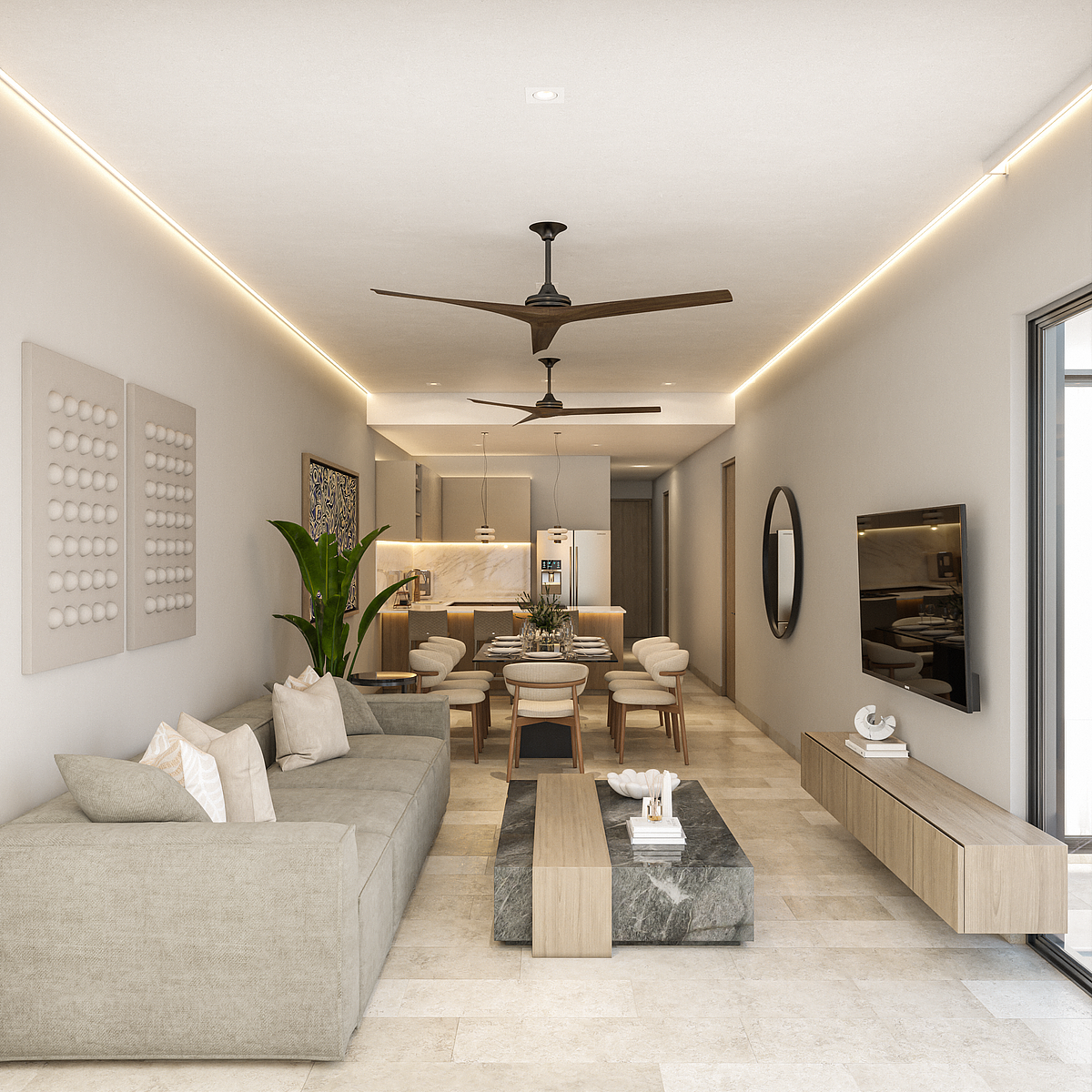 4 de 15: Sala, Comedor y Cocina