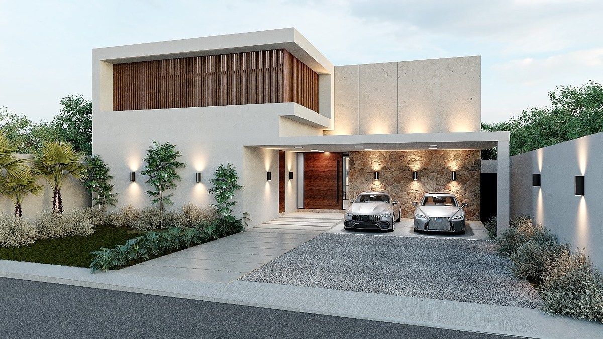 1 de 11: FACHADA CON GARAGE 4 AUTOS