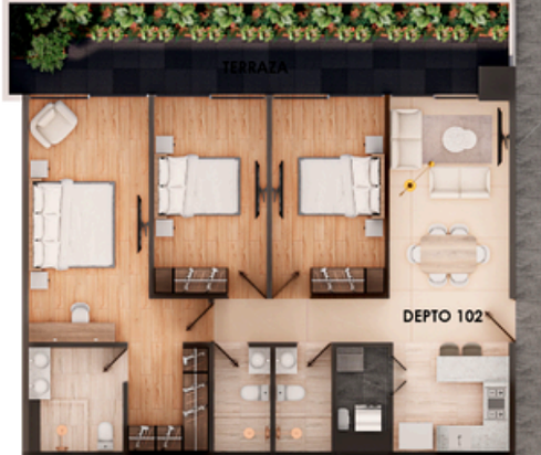 5 de 6: Diseño del Departamento 102