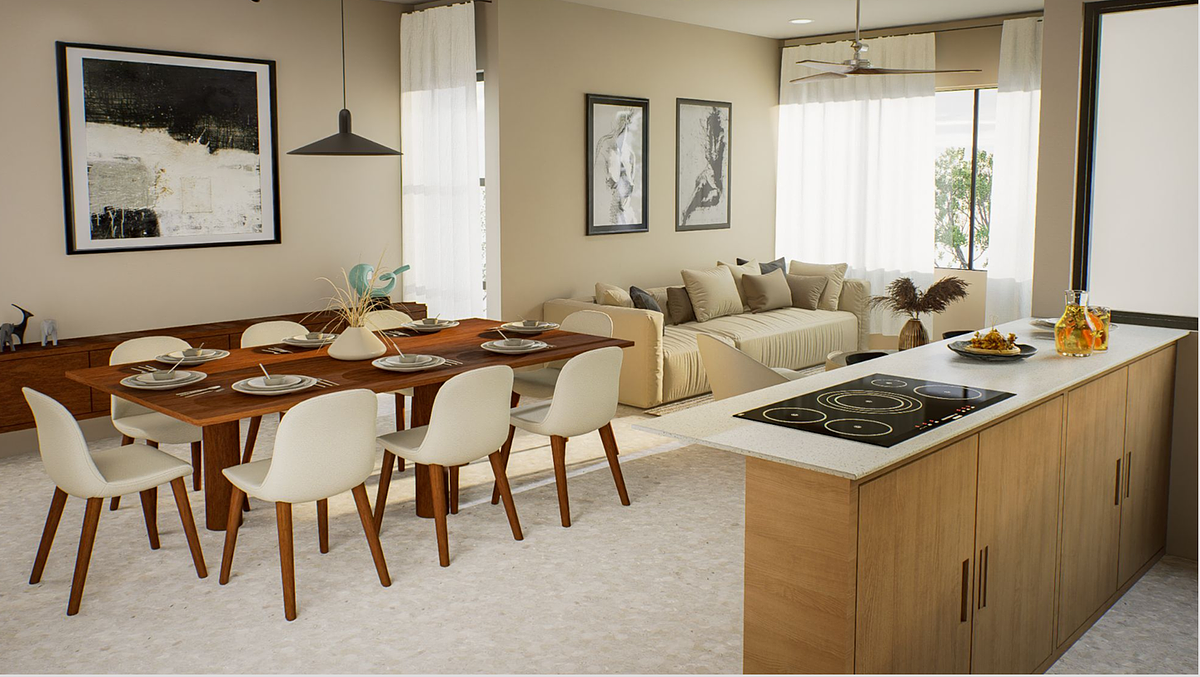 1 de 9: Sala, Comedor y Cocina