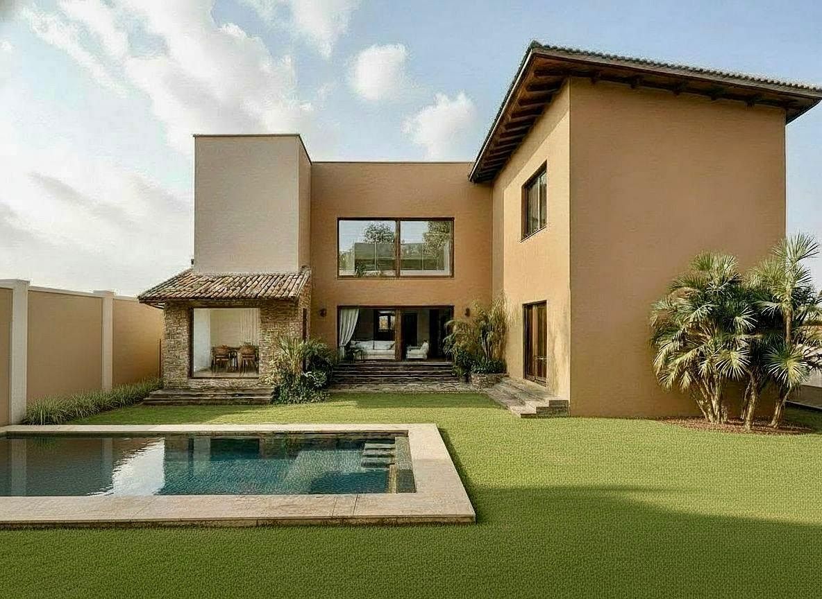 4 of 4: Alberca. Jardin y vista interior.