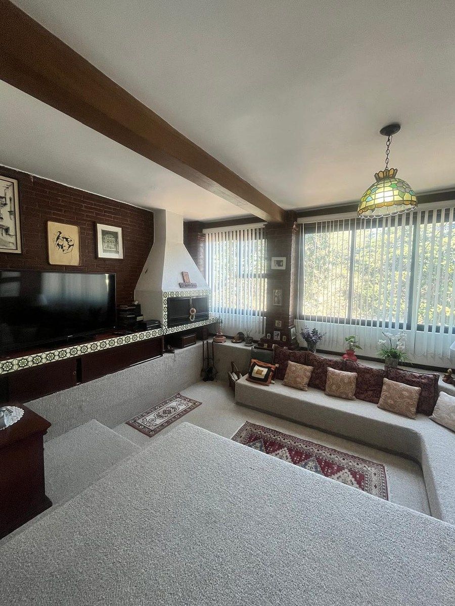 15 of 28: sala de tv con chimenea