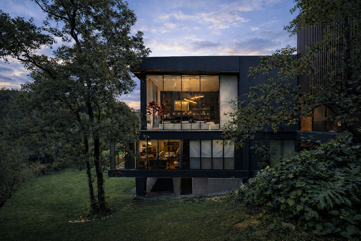 5 of 15: Jardín propio conectado a área arbolada con un rio.