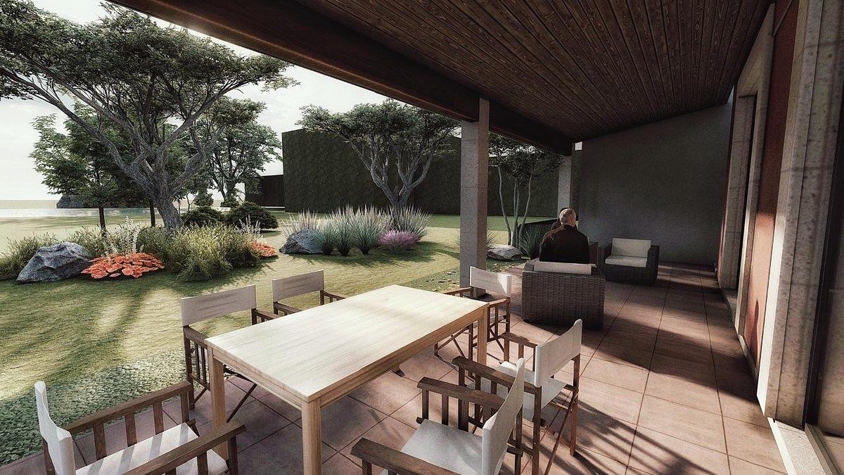 4 de 14: Terraza con vista al jardín y lago en area común