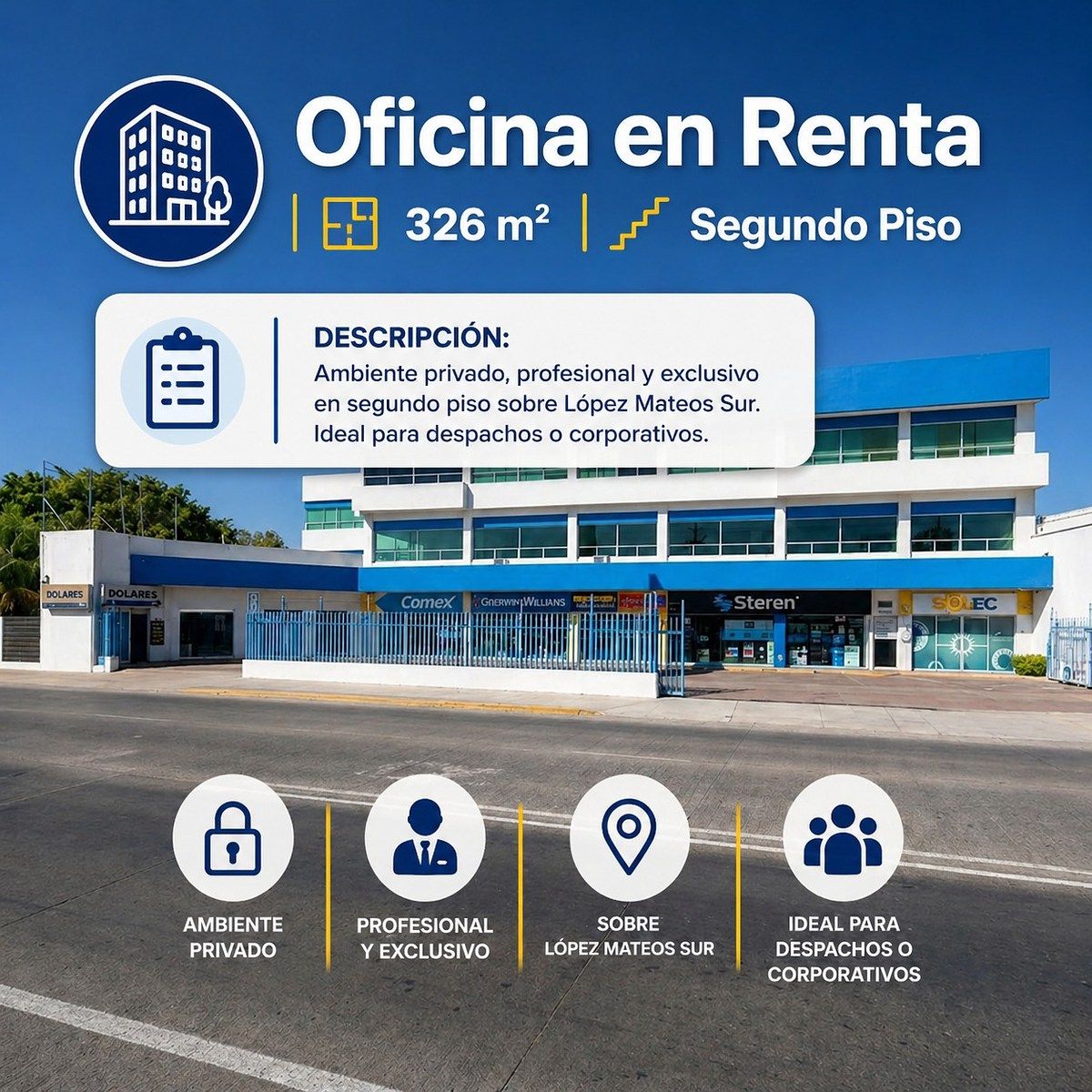 OFFICE FOR RENT – LÓPEZ MATEOS (NEAR BUGAMBILIAS), photo 1 of 4