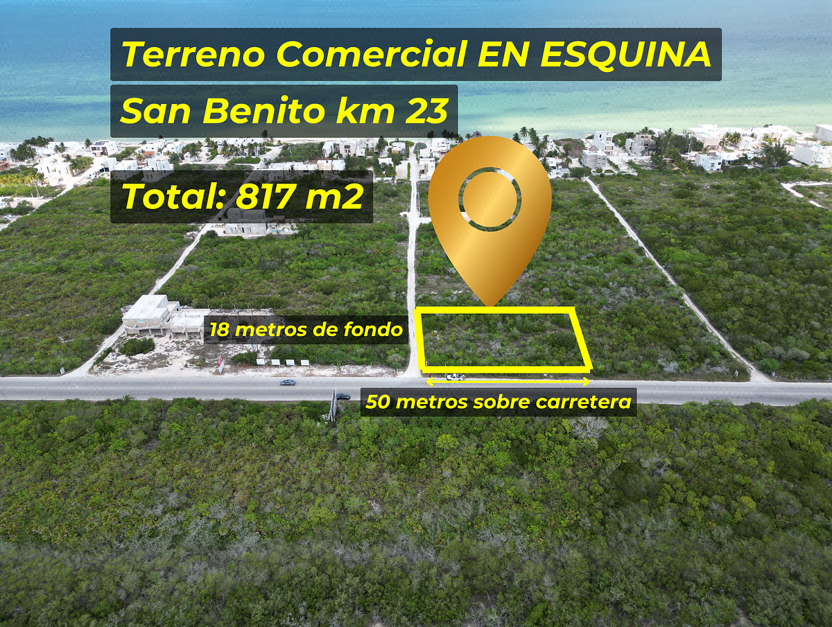 Terreno comercial con 50 m sobre avenida, en esquina. Playa San Benito km 23.