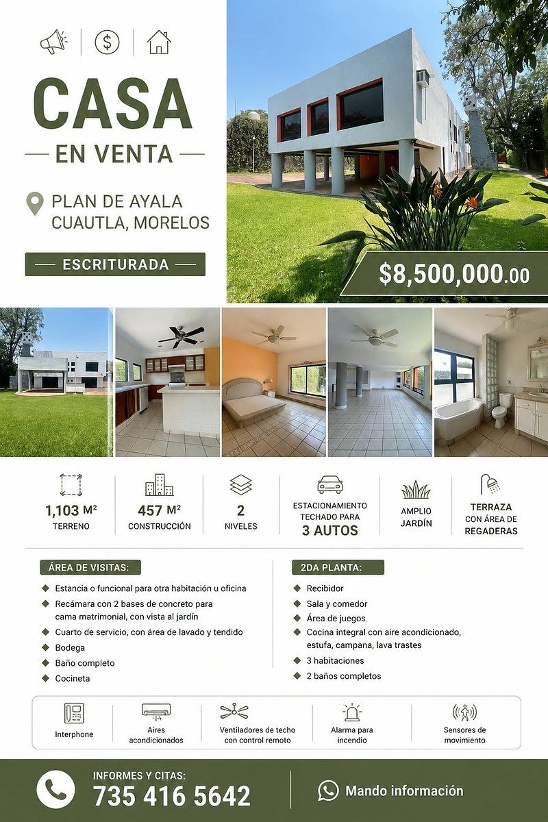 📣💲🏠CASA COM 5 QUARTOS, 1.103M2 DE TERRENO 📍PLANO DE AYALA CUAUTLA MORELOS, foto 1 de 39