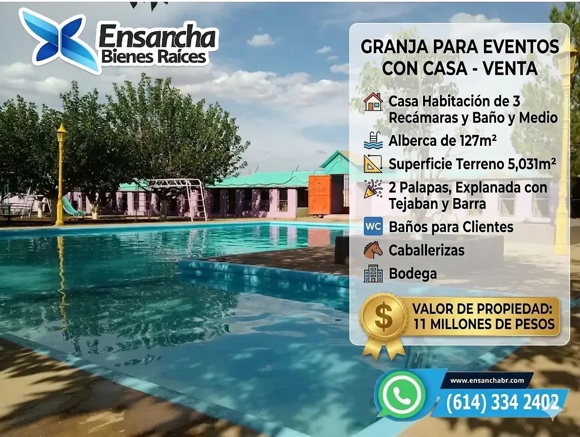 GRANJA PARA EVENTOS Y RESIDENCIA AL SUR DE CHIHUAHUA IB57, foto 1 de 17