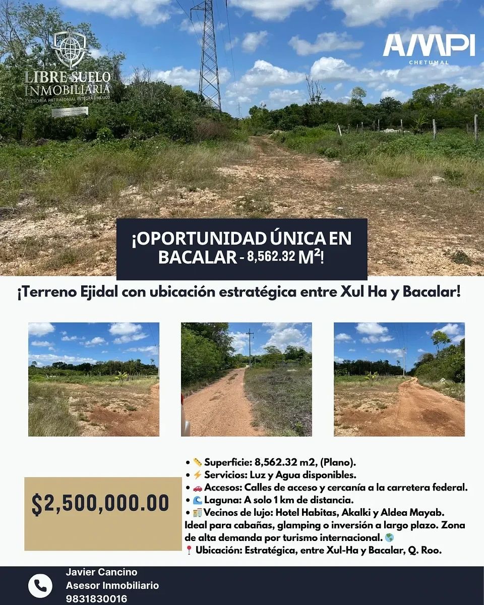 SE VENDE TERRENO CARRETERA XUL HA-BACALAR IB66, foto 1 de 6