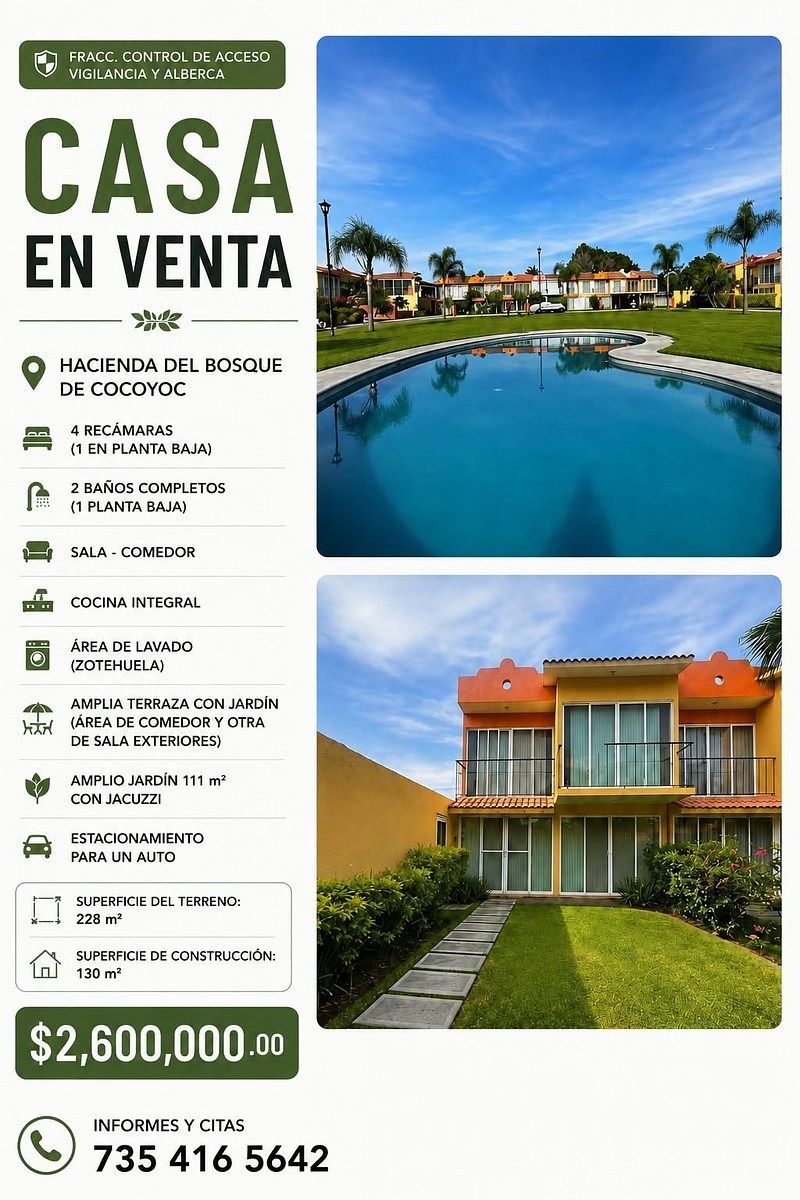 📣🏠💲CASA À VENDA EM HACIENDA BOSQUE DE COCOYOC MORELOS, foto 1 de 36