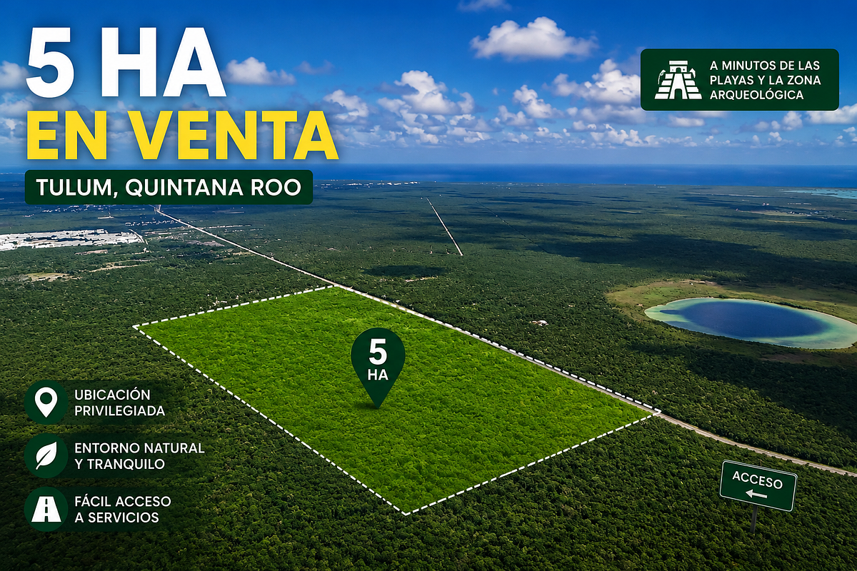 5 Hectáreas en Tulum a $99 pesos el m2, foto 1 de 7