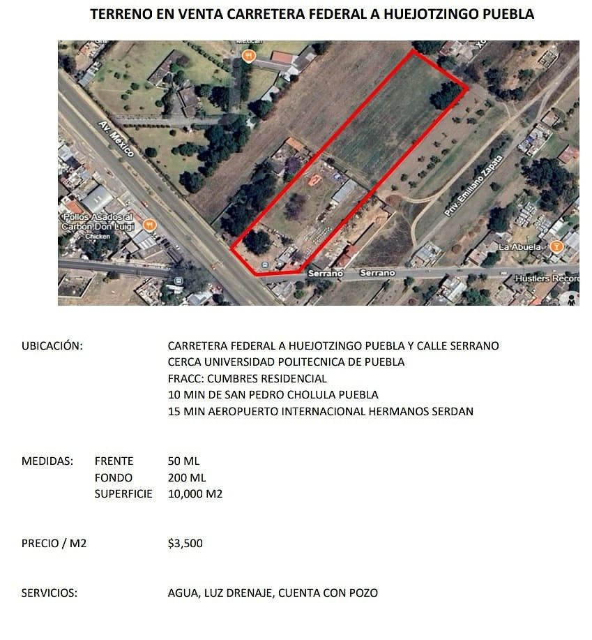 Venta de Terreno en esquina a pie de carretera, Boulevard Cholula-Huejotzingo, foto 1 de 1