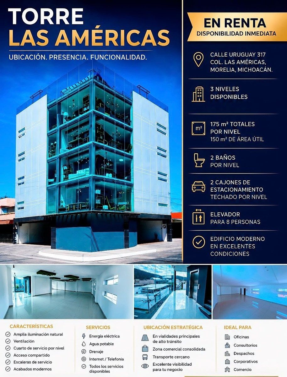 OFICINAS / LOCALES EN RENTA / EDIFICIO CORPORATIVO EN LAS AMÉRICAS MORELIA, foto 1 de 25