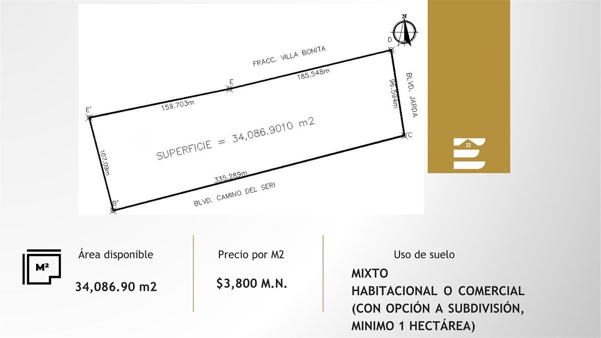 TERRENO EN VENTA DE 34,086.90 m² SOBRE BLVD. CAMINO DEL SERI EN HERMOSILLO, SONO, foto 1 de 3