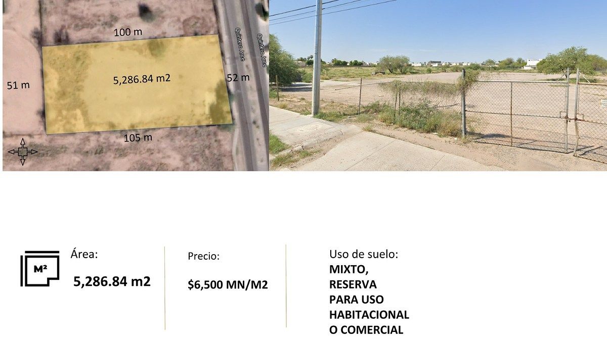 🚨🏗️ TERRENO EN VENTA DE 5,286.84 m² EN CALLE QUINTERO ARCE, HERMOSILLO, SONORA, foto 1 de 2