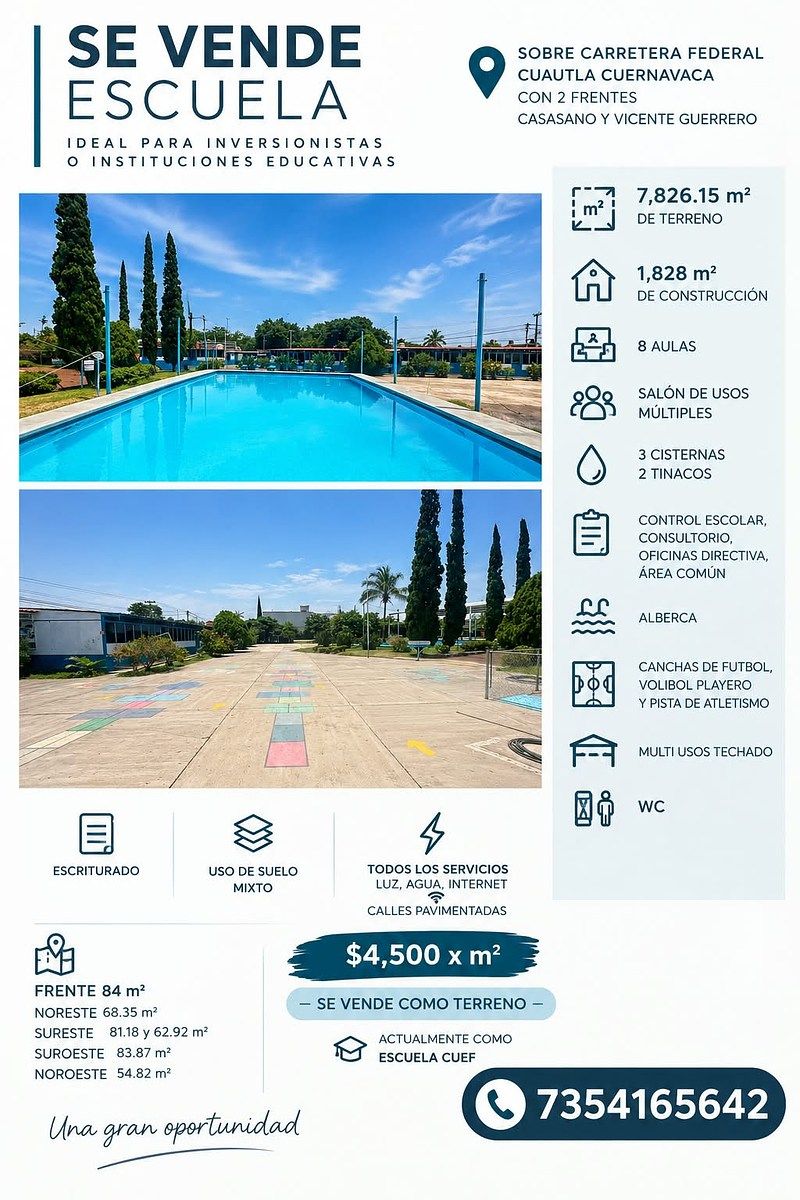 📣💲‼️SE VENDE ESCUELA‼️Sobre carretera federal Cuautla Cuernavaca, foto 1 de 28