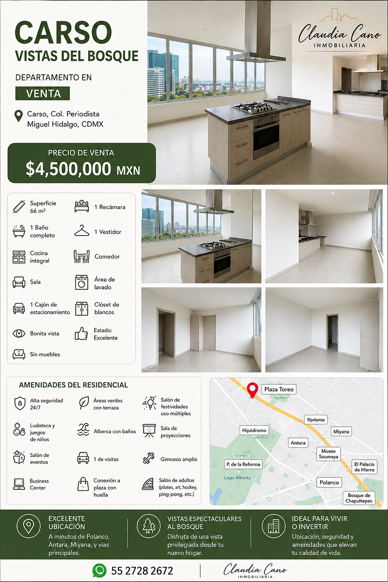 Vendo departamento en Vista al Bosque en Carso de 1 recámara - foto 4
