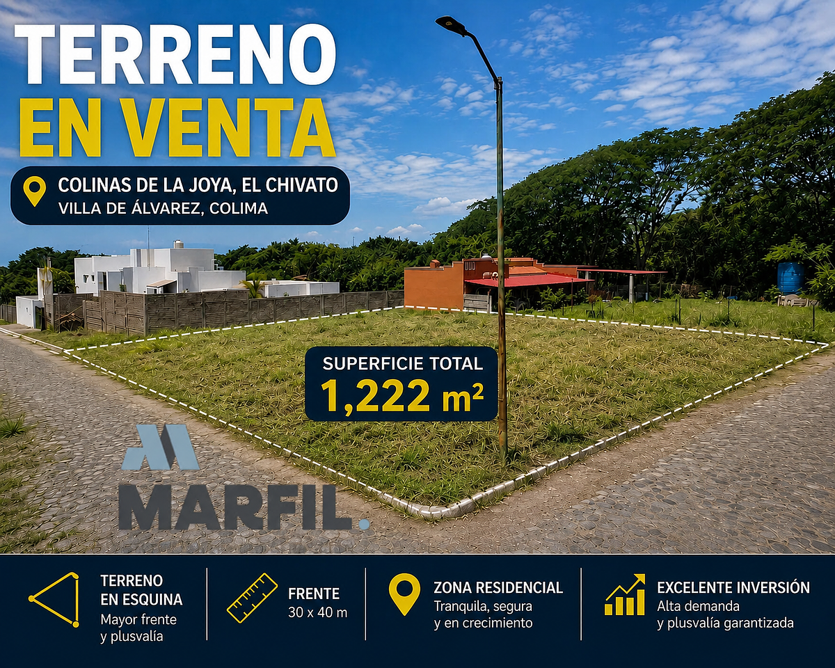 Terreno en Venta en Esquina en Colinas de la Joya Chivato VdeA Colima