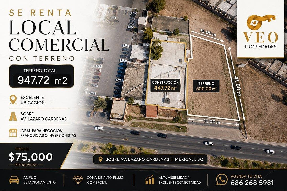 SE RENTA LOCAL COMERCIAL CON TERRENO  EN AV. LÁZARO CARDENAS, foto 1 de 5