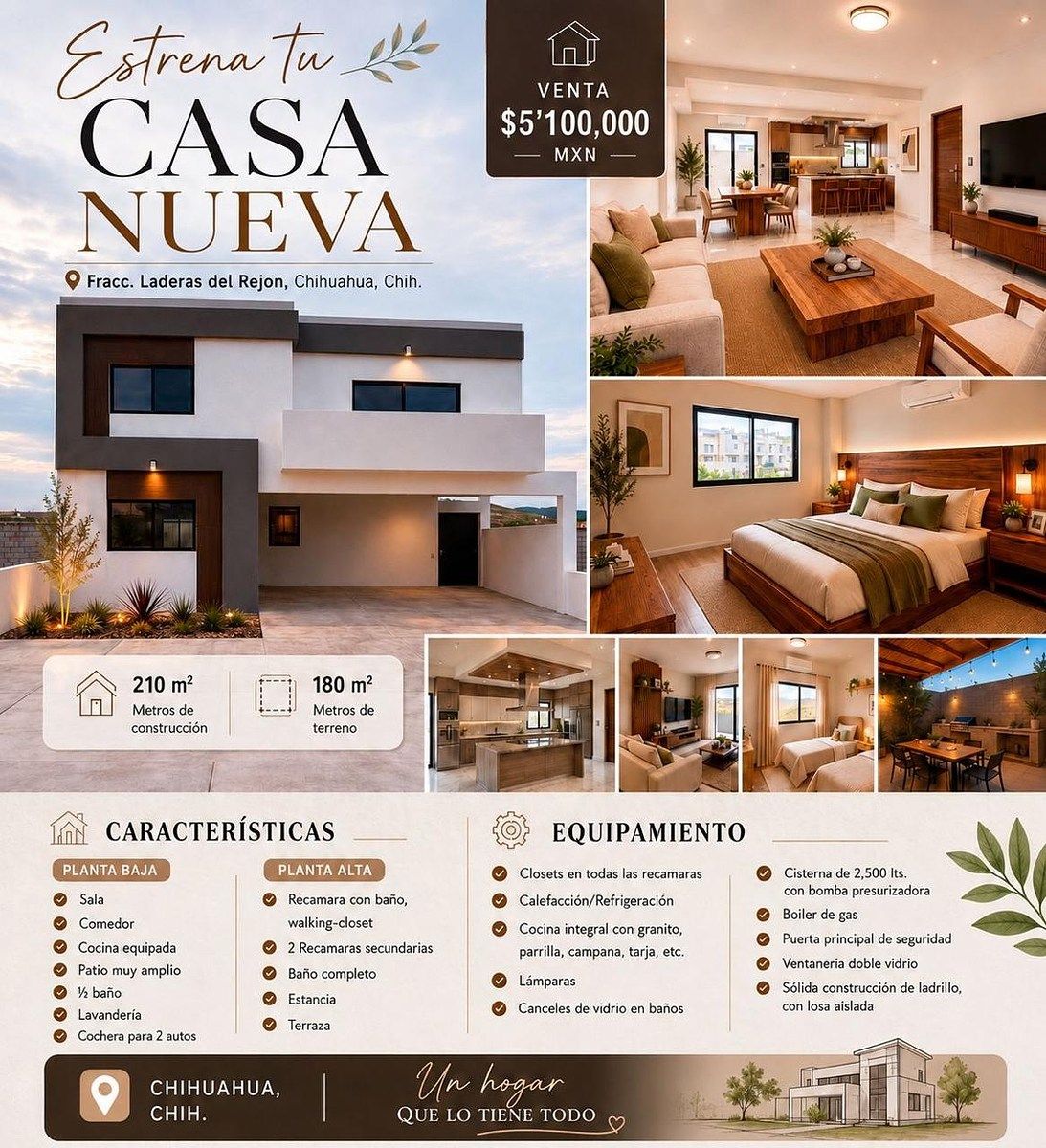 Casa nueva en venta en Fracc. Laderas del Rejón | $5,100,000 Chihuahua, foto 1 de 26