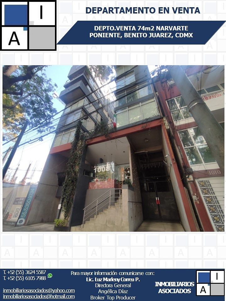 APARTAMENTO À VENDA! NARVARTE PTE. BENITO JUAREZ, CDMX, foto 1 de 8