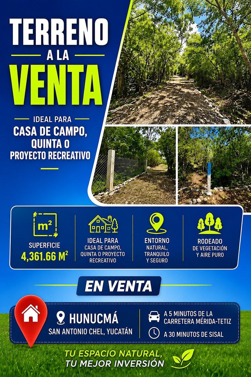 TERRENO À VENDA 4361M2 SAN ANTONIO CHEL HUNUCMA (AVT-2833), foto 1 de 8