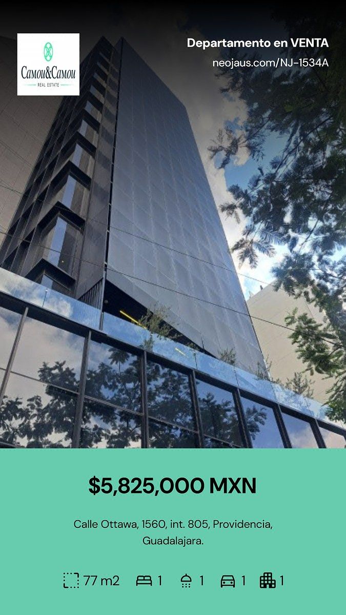 Estrena Depto en Venta en Providencia Gdl en Piso 8 Con las Mejores Vistas — 1 R, foto 1 de 21