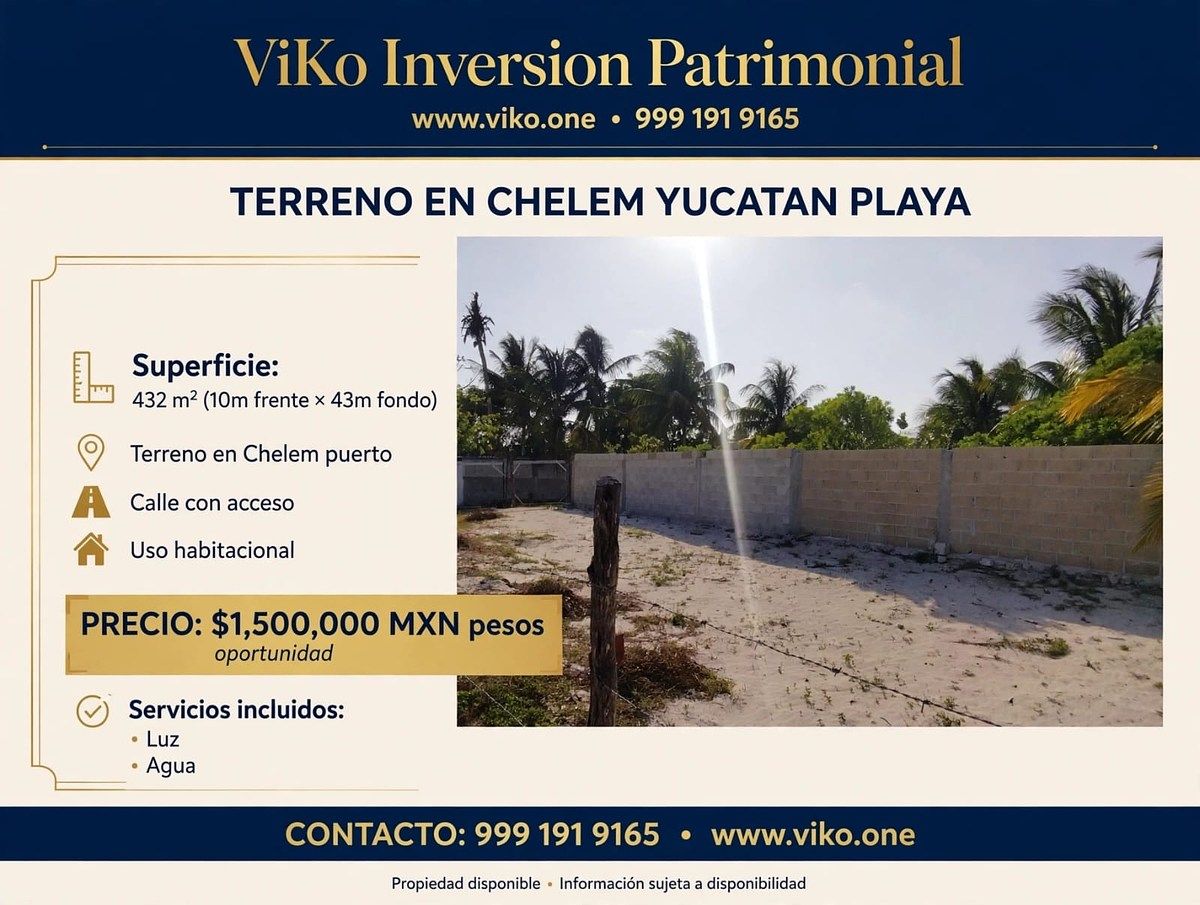 chelem, terreno en venta 1.5 Millones, foto 1 de 5