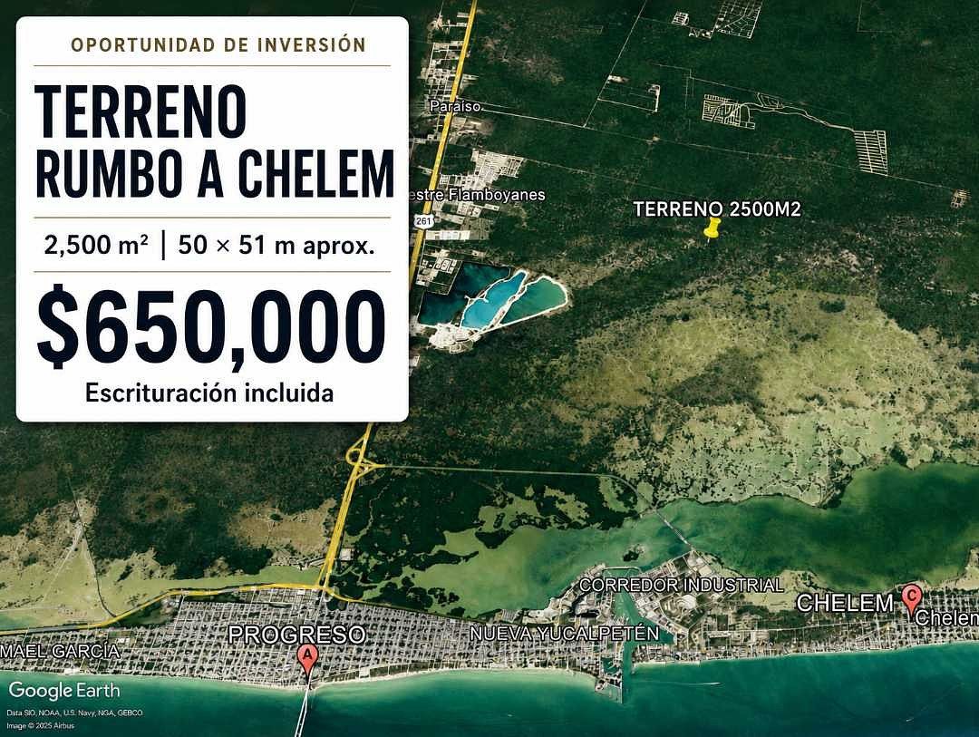 Terreno de 2,500 m² en venta rumbo a Chelem Puerto, Yucatán, foto 1 de 4