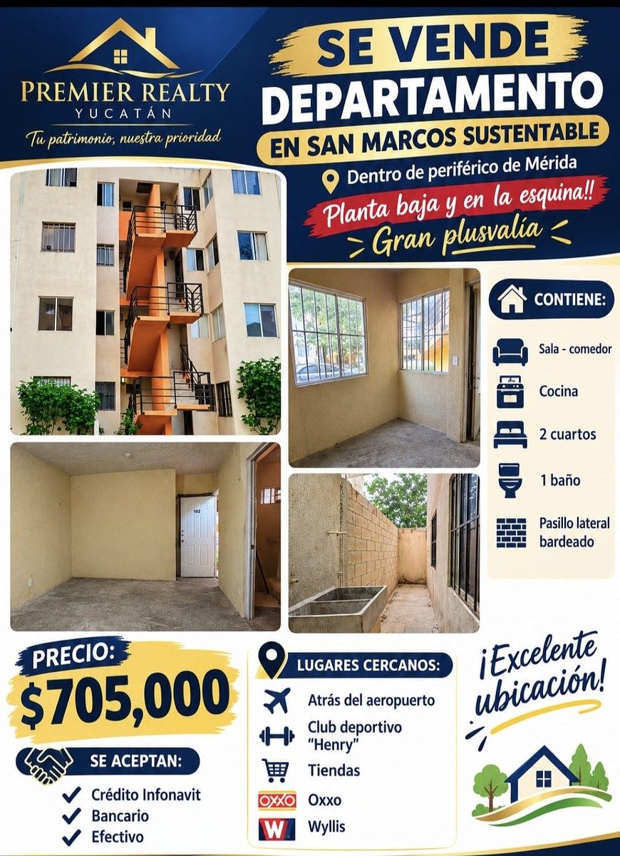 FOR SALE ECONOMIC APARTMENT WITH INFONAVIT, IN SUSTAINABLE SAN MARCOS, MERIDA - foto 5