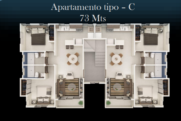 2 de 13: Apartamento Tipo C 72 MT2