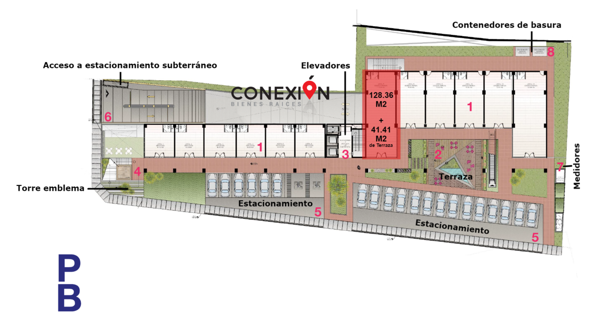 4 de 9: Ubicación de Local de 128.36m2 + 41m2 de Terraza.
