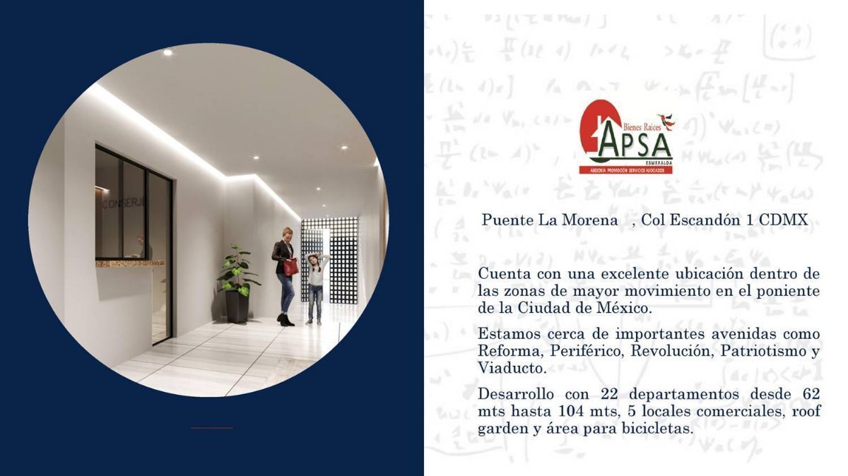 DEPARTAMENTOS VTA PUENTE LA MORENA COL. ESCANDON DELEG MIGUEL HIDALGO, CDMX  | EasyBroker